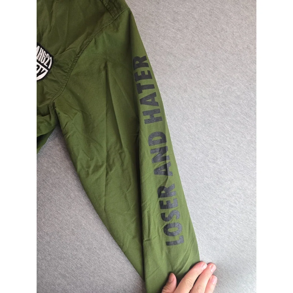 LEFLAH Jacket‎ Mens M Green Nylon Quarter Zip TKY20X Streetwear Loser & Hater